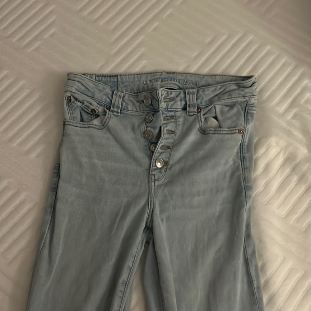 Flared whitewashed jeans high rise